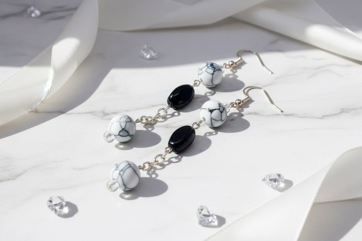 White Knight Dangle Earrings