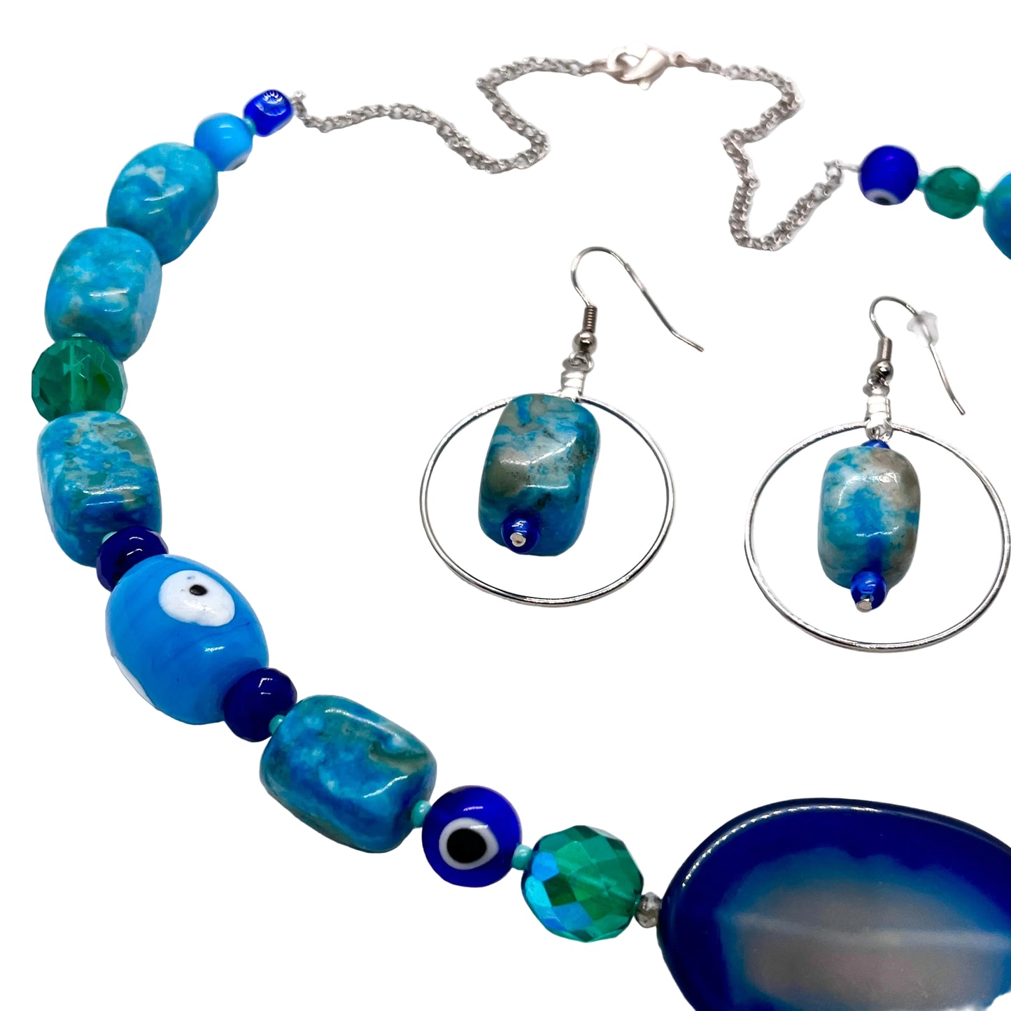 The Good Kinda Blues Necklace and Earrings Set