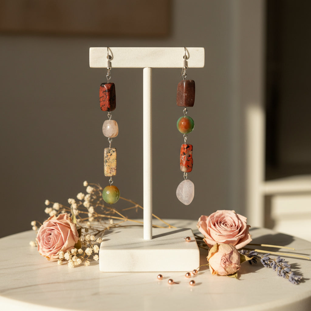 Asymmetrical Stone 2 Earrings