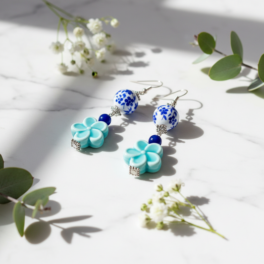 Blue Ceramic Earrings