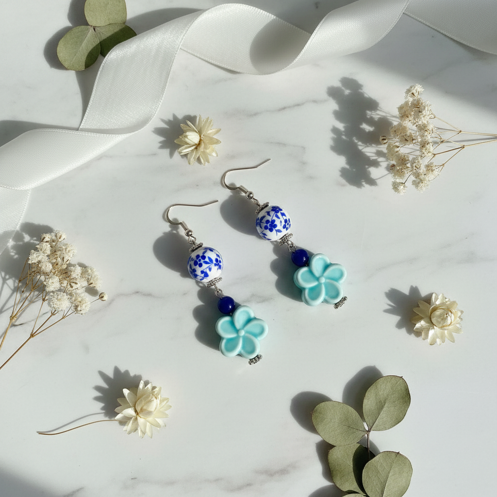 Blue Ceramic Earrings