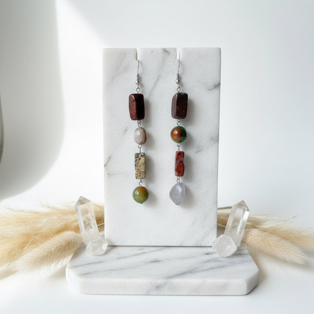 Asymmetrical Stone 2 Earrings