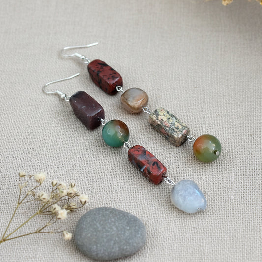 Asymmetrical Stone 2 Earrings