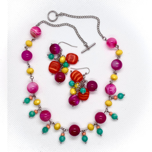 Gumball Necklace and Earrings Set
