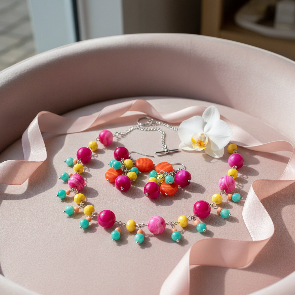 Gumball Necklace and Earrings Set