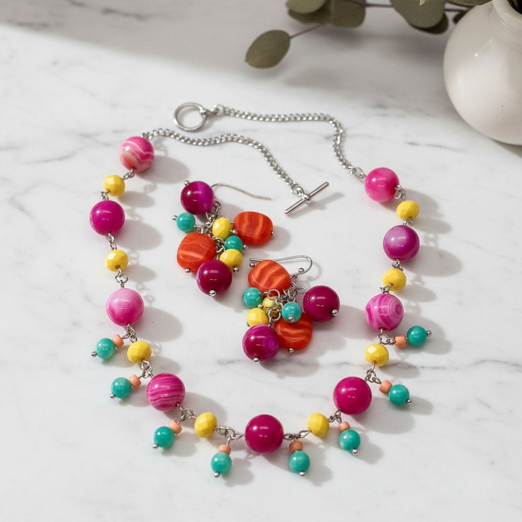 Gumball Necklace and Earrings Set