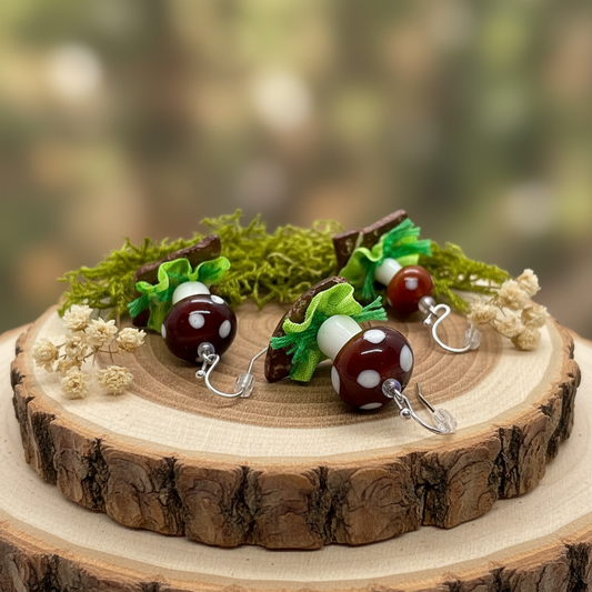 Magic Mushroom Earthy Earrings