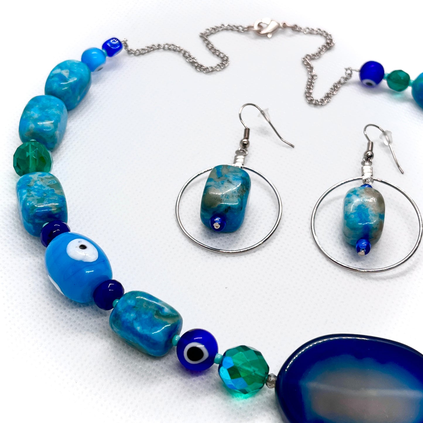 The Good Kinda Blues Necklace and Earrings Set